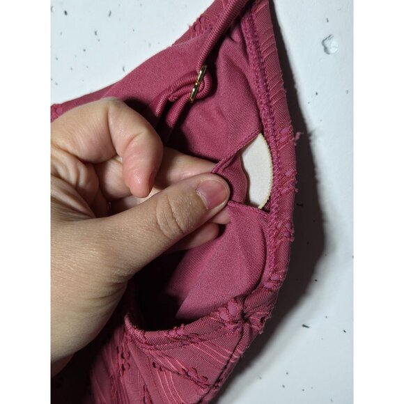 Xhilaration Womens Pink Floral Eyelet Lace One Piece Swimsuit Size Medium Boho - Picture 12 of 14